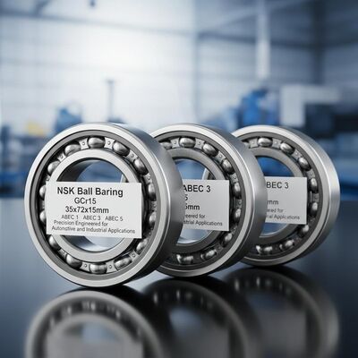 Rodamiento de bolas NSK de acero cromado (GCr15) 35x72x15mm ABEC 1, ABEC 3, ABEC 5 Diseñado con precisión para aplicaciones automotrices e industriales
